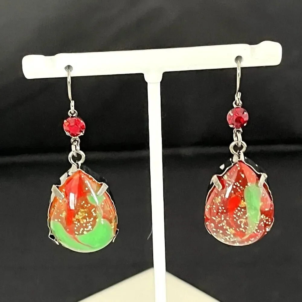 Vintage Earrings Crystal With Lightweight Prong Set Beads Dangle Women's 1H